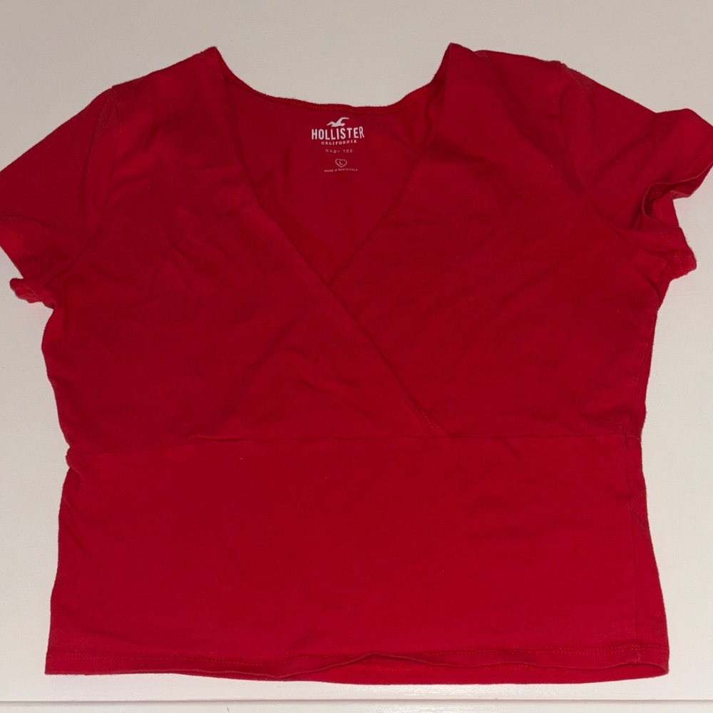 Hollister Women's Bright Red Wrap Top